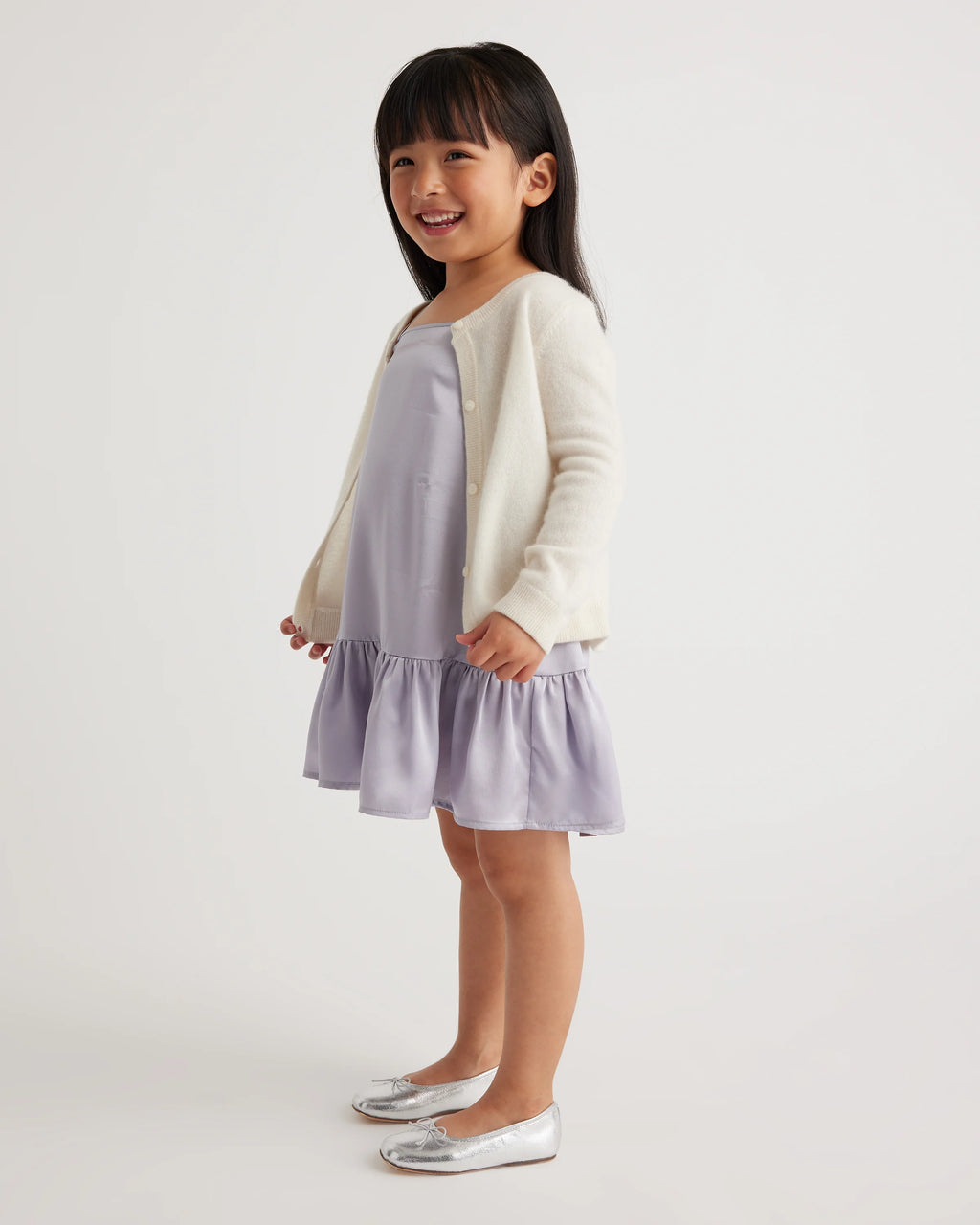 100% Washable Silk Dress - 2T / Grey Lilac