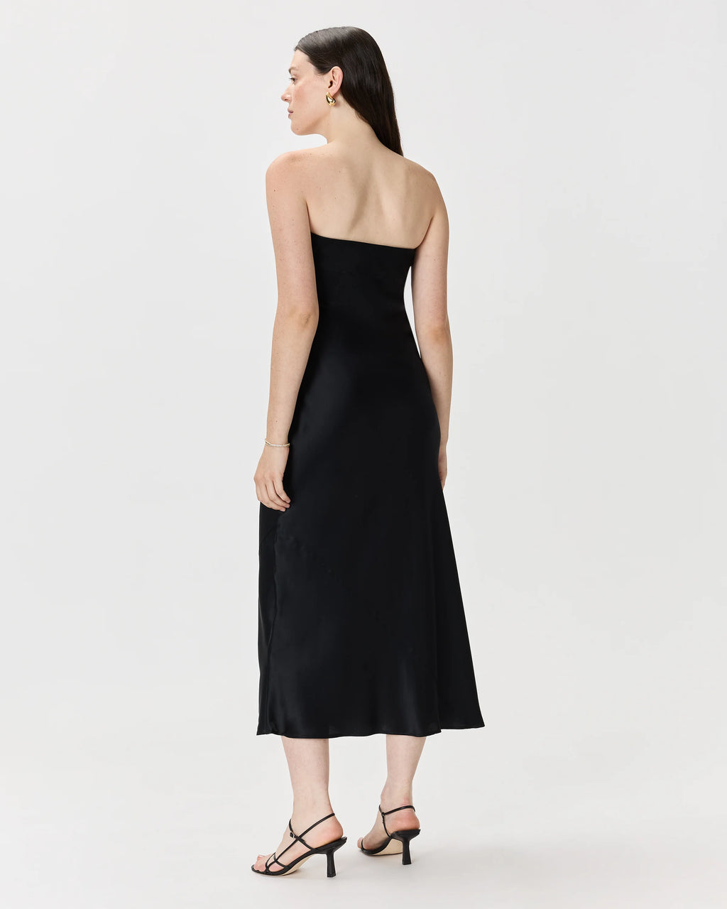 100% Washable Silk Strapless Midi Dress - XS / Hot Fudge