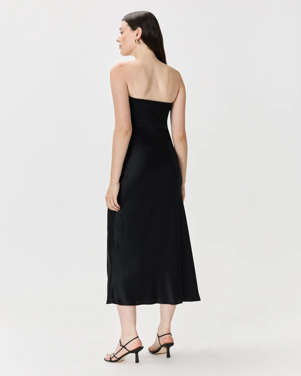 100% Washable Silk Strapless Midi Dress - XS / Hot Fudge