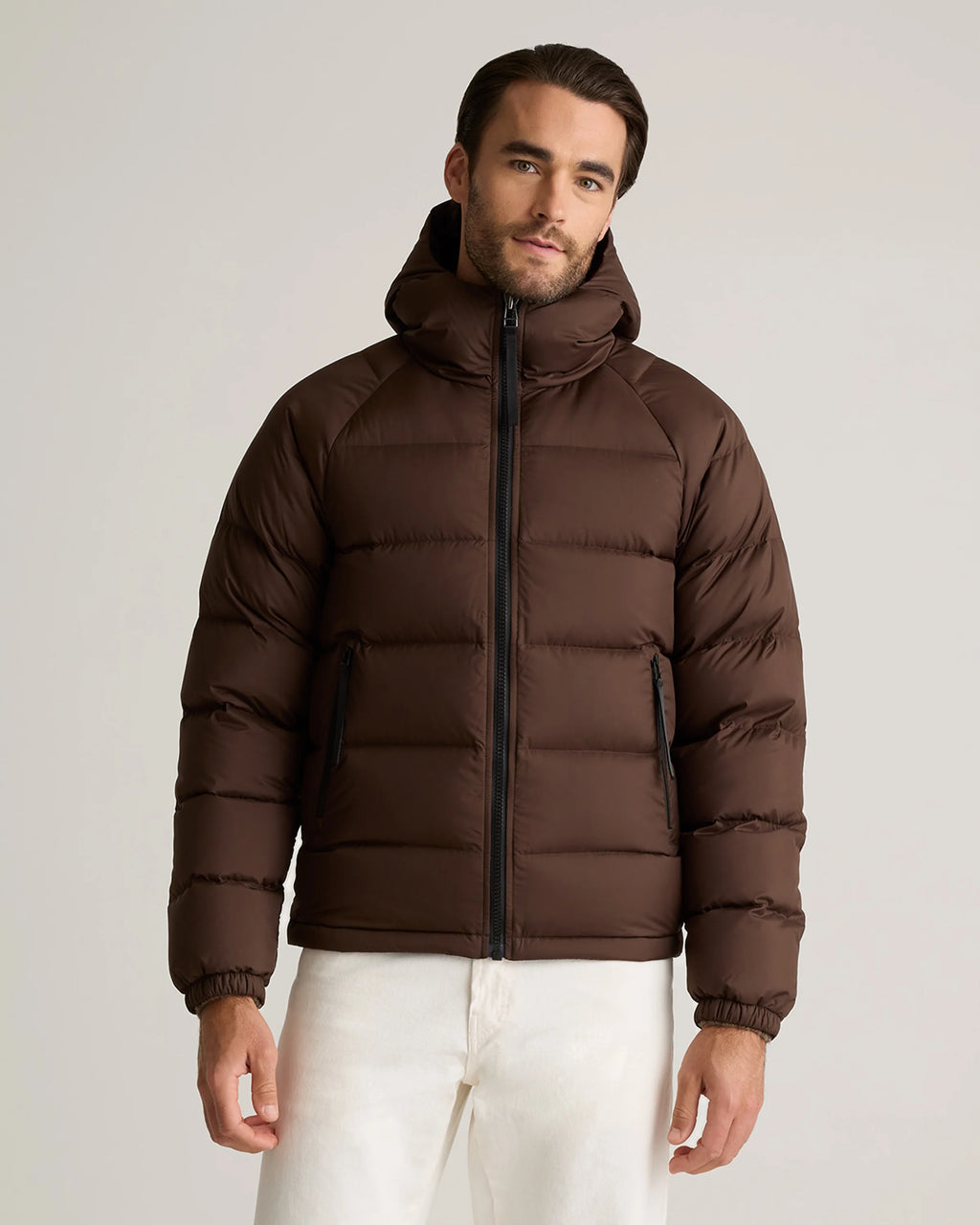 Responsible Down Puffer Jacket with Hood - S / Hot Fudge