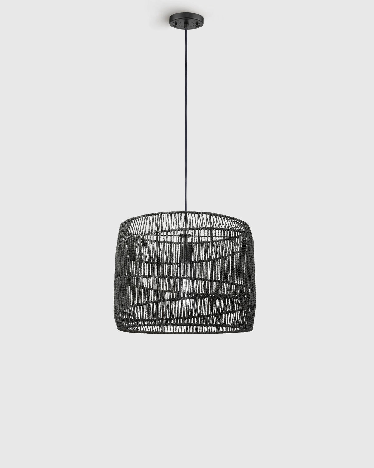 Woven Rope Drum Pendant Light - One Size / Black Main image