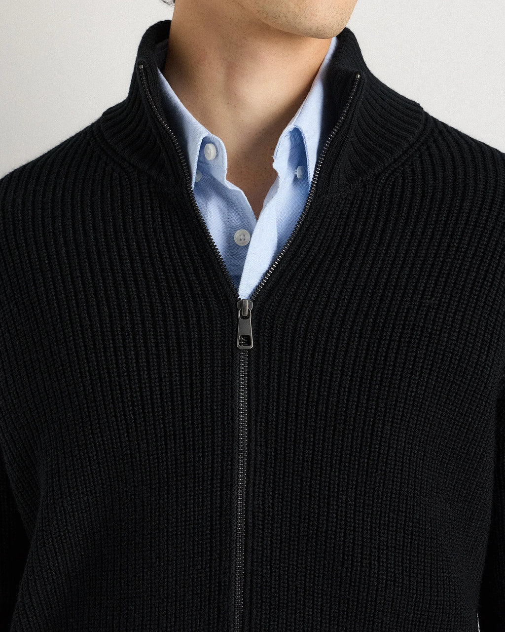 Australian Merino Wool Full Zip Sweater - S / Heather Bone