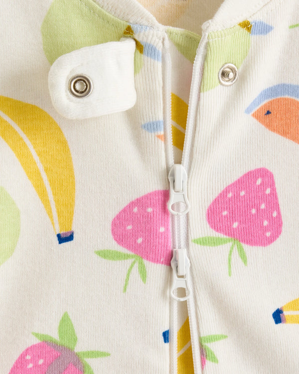 100% Organic Cotton One Piece Pajama - 2T / Navy Stripe