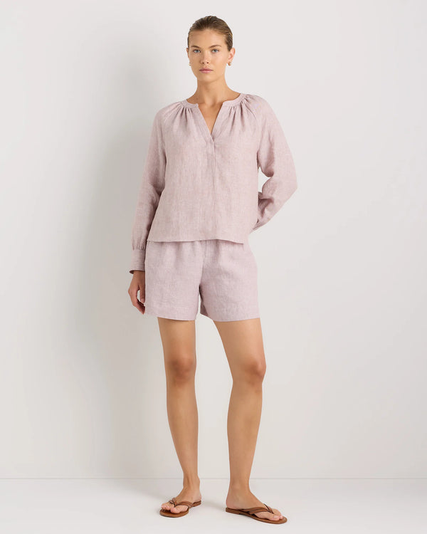 100% European Linen Peasant Top - XS / White