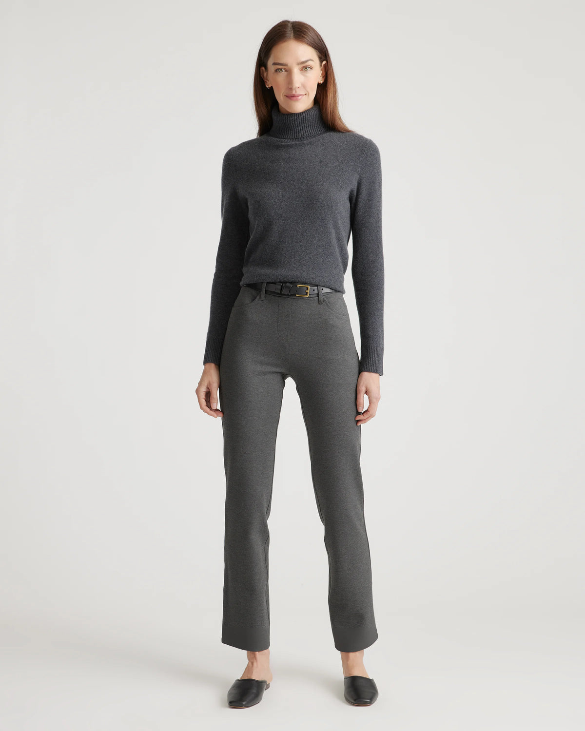 Ultra-Stretch Ponte Straight Leg 4-Pocket Pants - XS / Navy