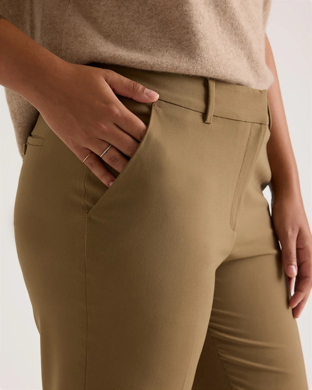 Italian Wool Slim Leg Ankle Pants - 0 / Grey Melange