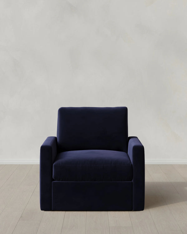 Brennan Swivel Chair in Performance Velvet - 32" / Rust