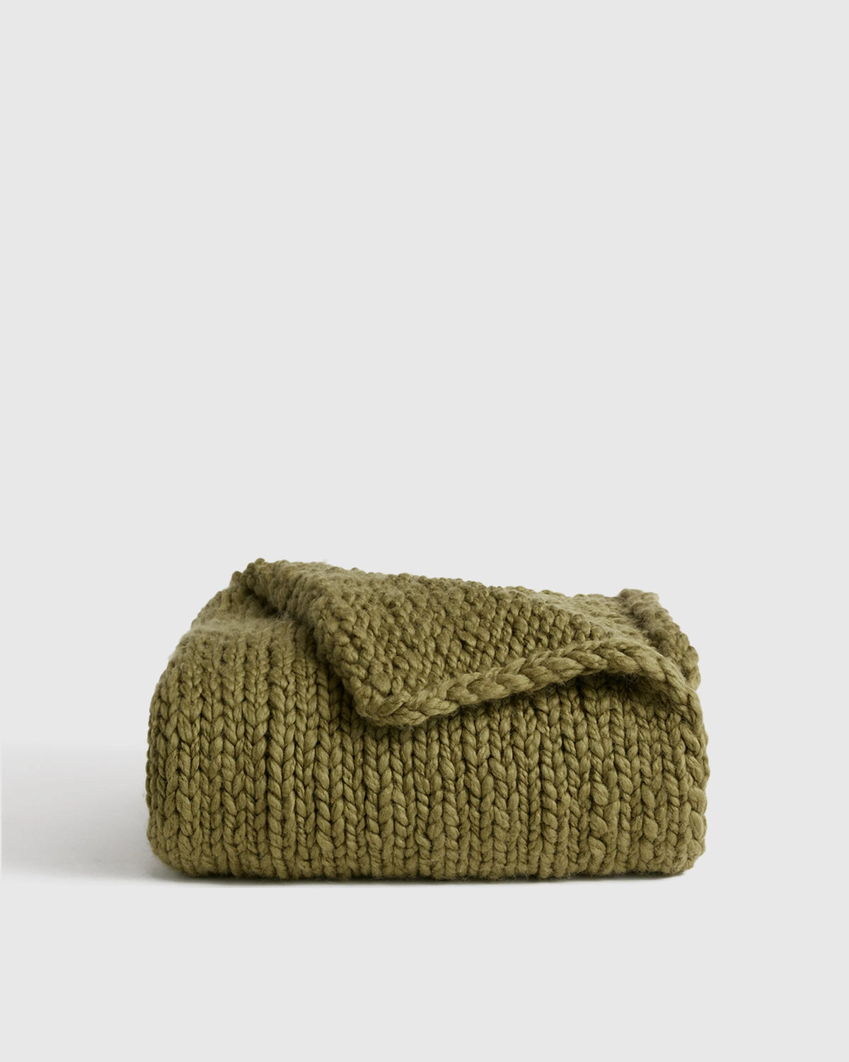 Chunky Hand Knit Wool Throw - 50x60 / Olive Main image