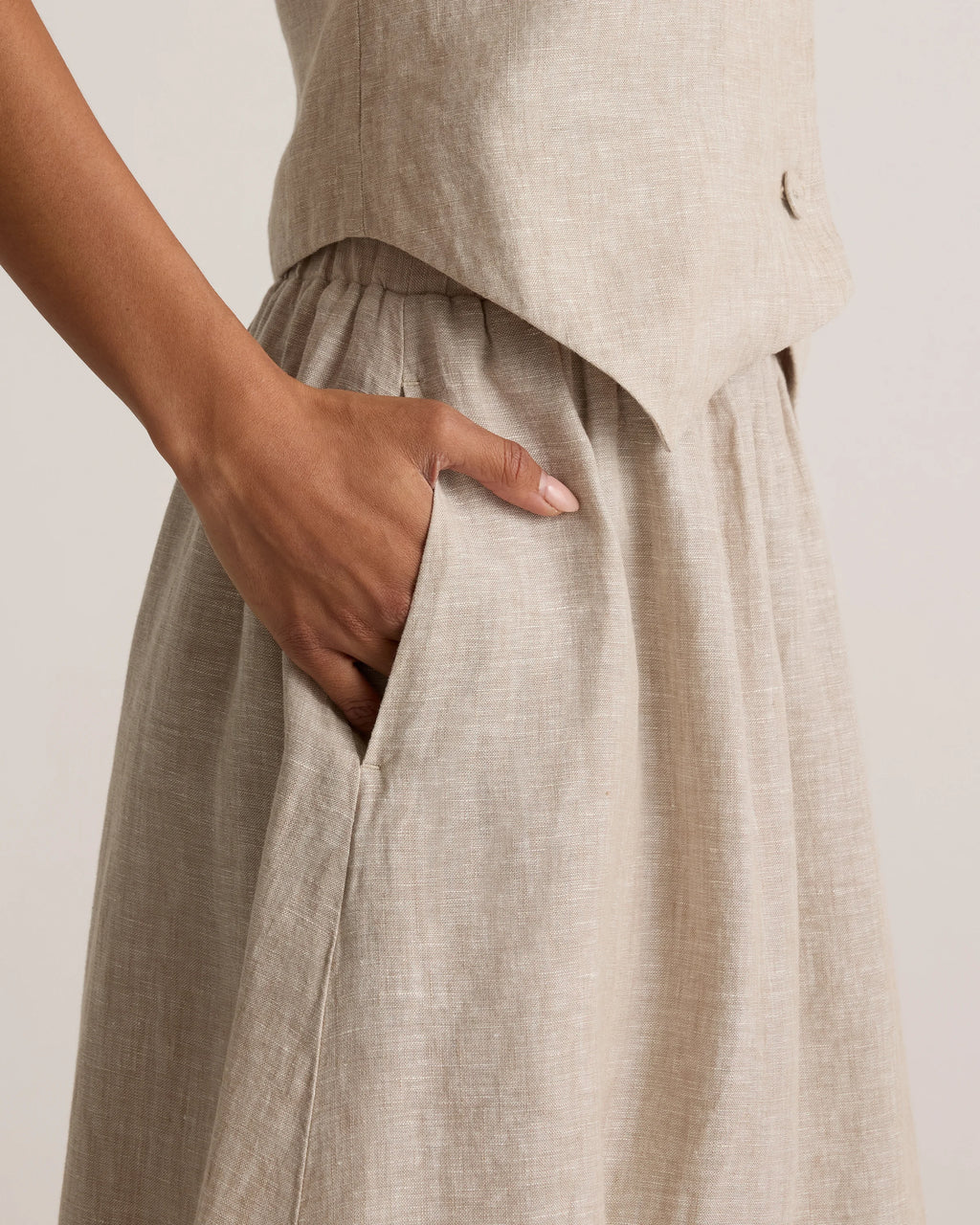 100% European Linen Maxi Skirt - XS / Classic Mini Gingham