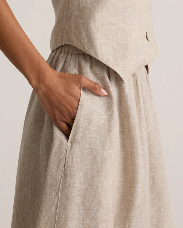100% European Linen Maxi Skirt - XS / Classic Mini Gingham