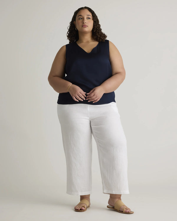 Washable Stretch Silk Tank - 1X / Navy