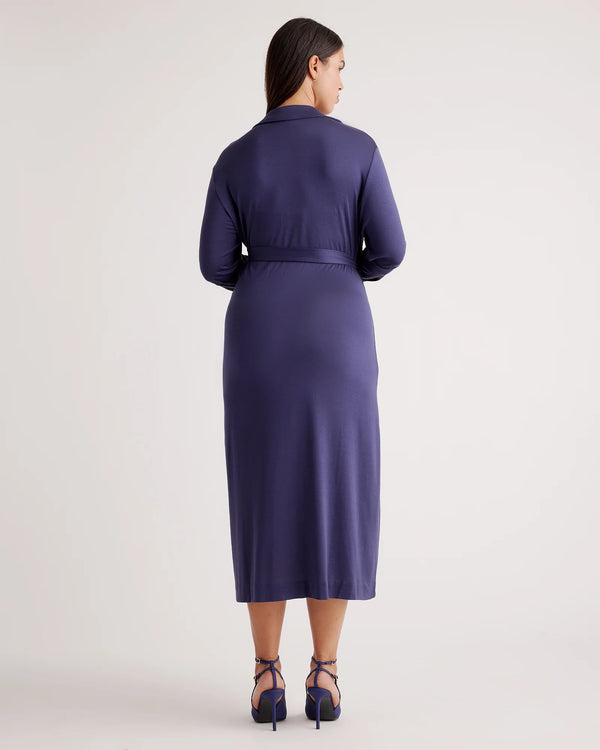 100% Silk Jersey Midi Wrap Dress - XS / Crimson Prism