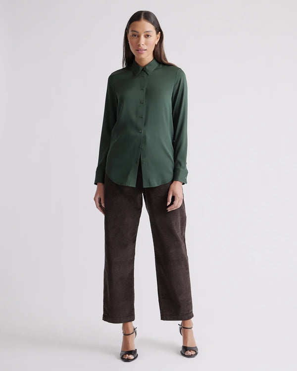 Washable Stretch Silk Blouse - XS / Moonstone Blue