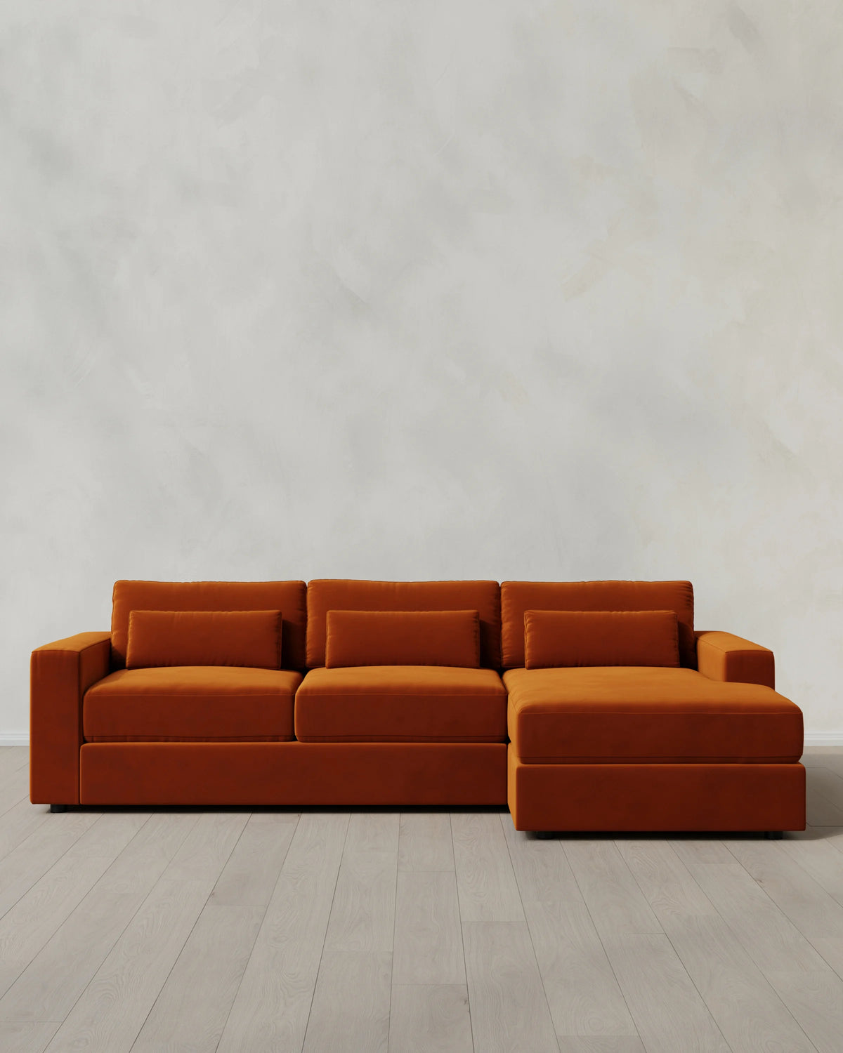 Ashford Deep Seat Chaise Sectional in Performance Velvet - 119" Right Arm / Rust Main image