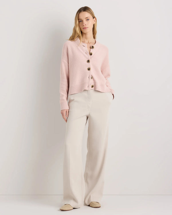100% Organic Cotton Cropped Cardigan - XS / Heather Brown
