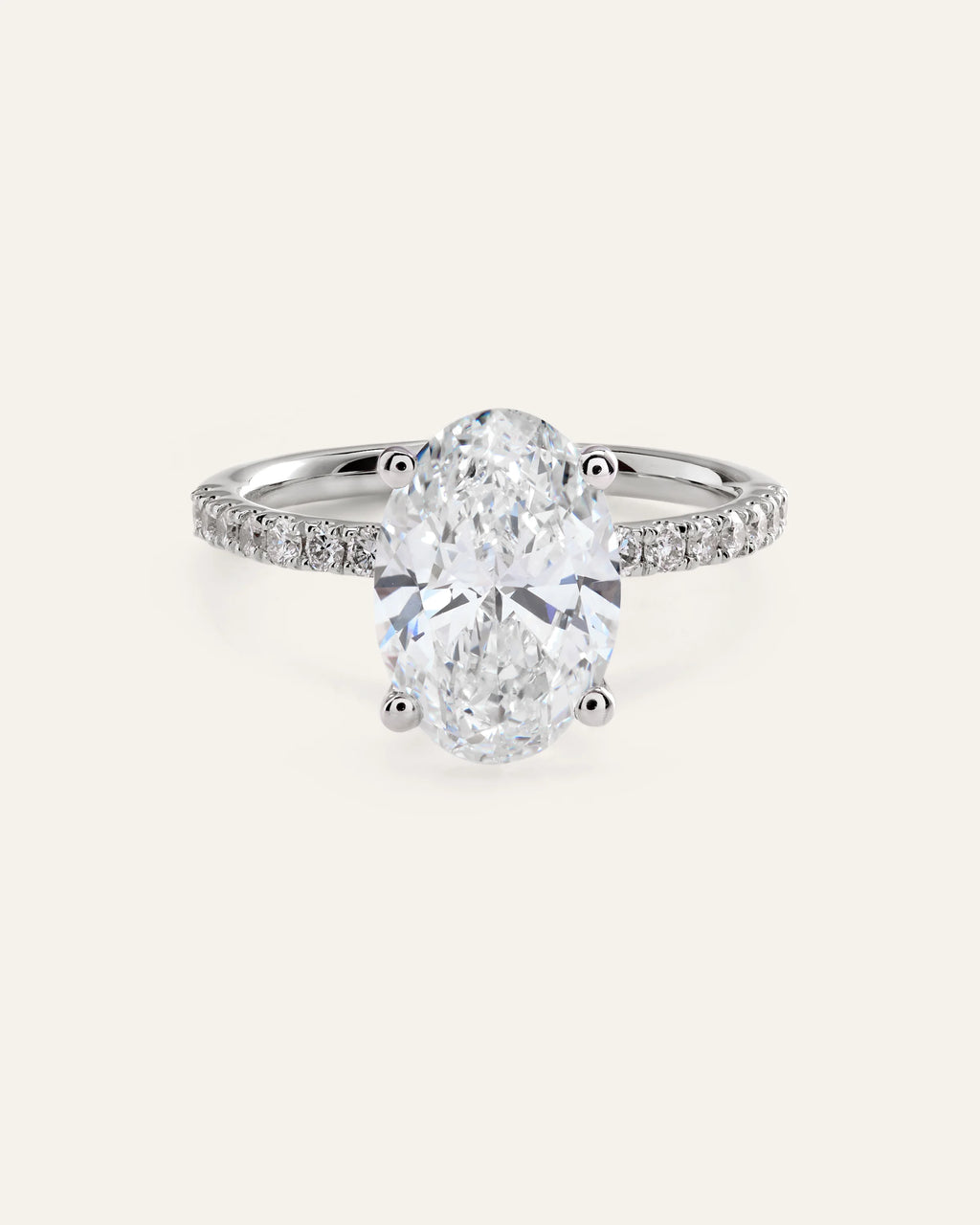 Lab Grown Diamond Oval Petite Pave Engagement Ring - 3ct - 4 / Yellow Gold