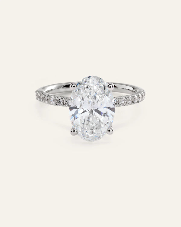 Lab Grown Diamond Oval Petite Pave Engagement Ring - 3ct - 4 / Yellow Gold