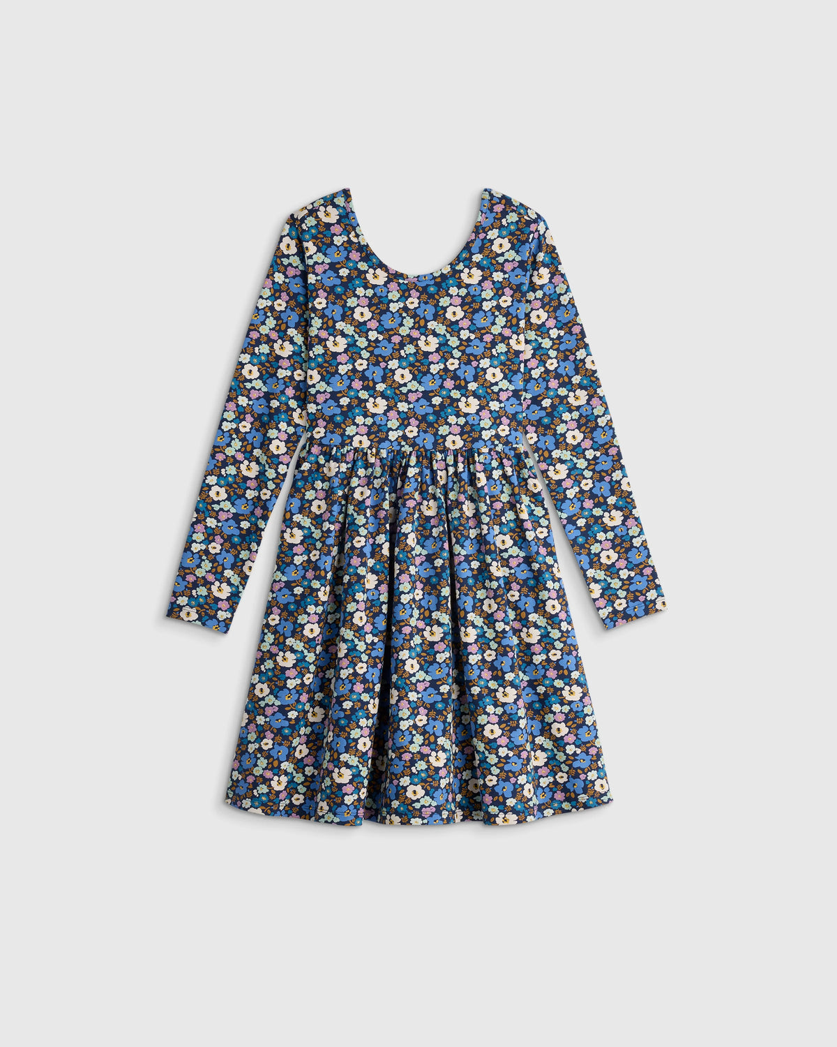 Organic Cotton Long Sleeve Skater Dress - 2T / Red Poppy Garden
