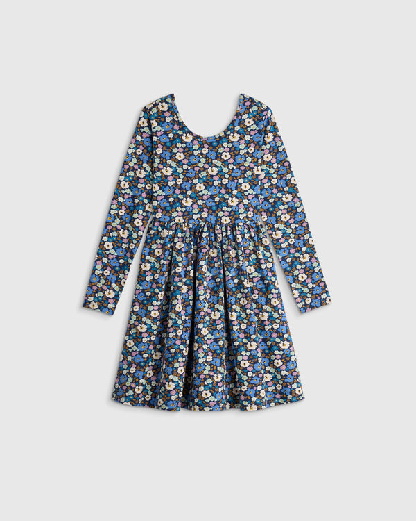 Organic Cotton Long Sleeve Skater Dress - 2T / Red Poppy Garden