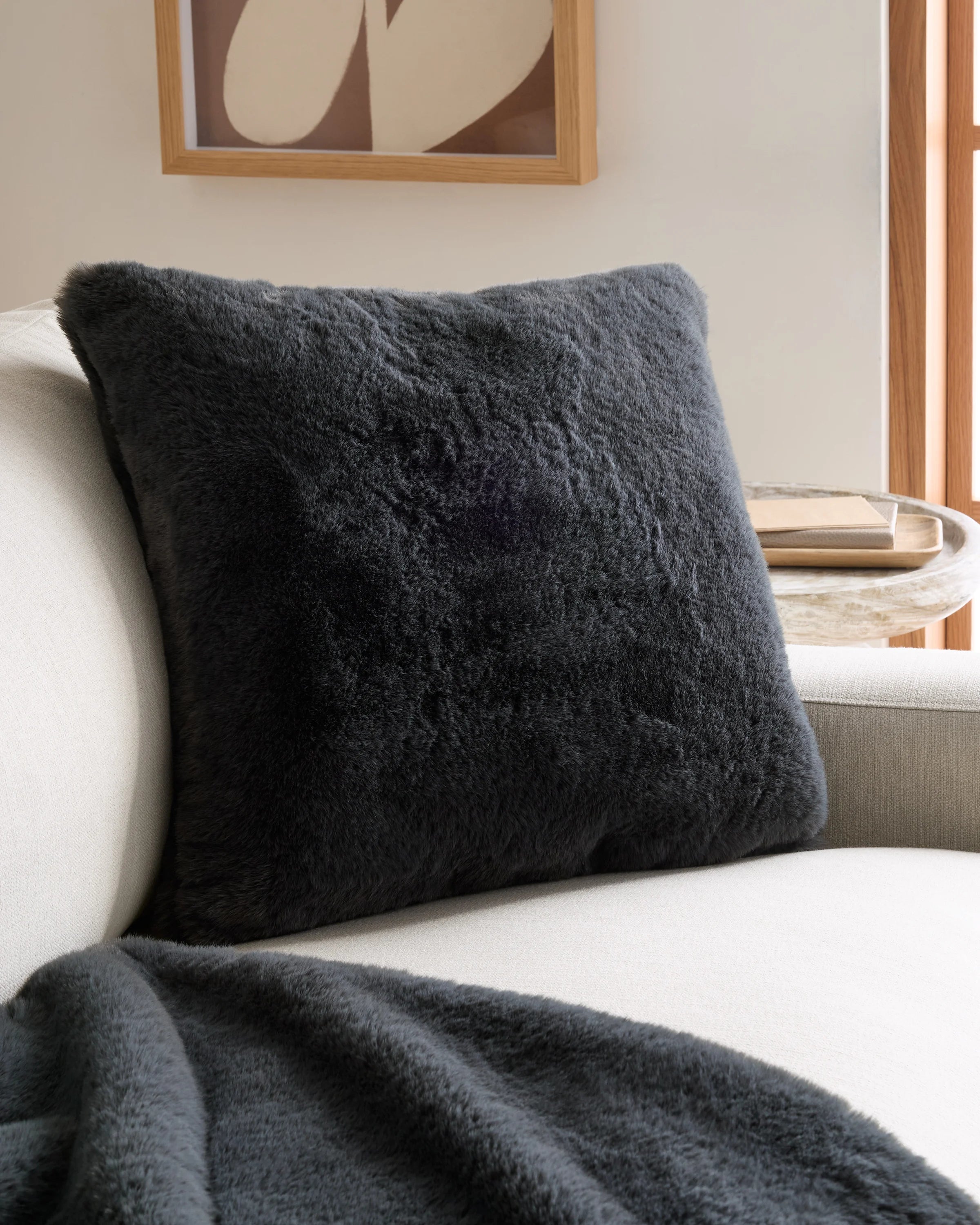 Luxury Faux Fur Pillow Cover - 20x20 / Slate Secondary image