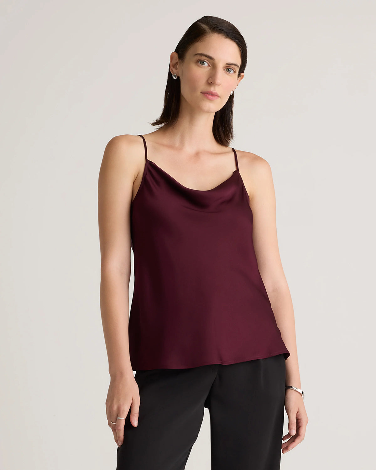 Washable Stretch Silk Cowl Neck Cami - XS / Wine Tasting Red Main image
