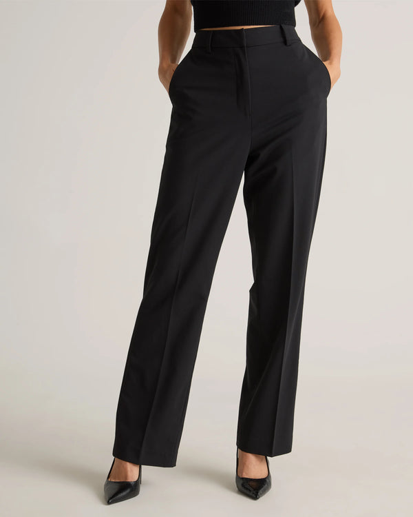 Italian Wool Straight Leg Pants - 0 / Black