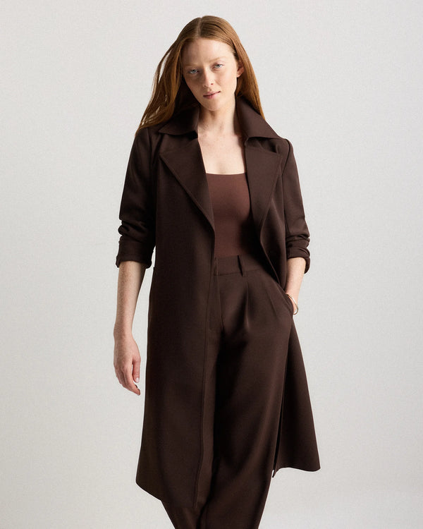 Stretch Crepe Trench Coat - XS / Olive