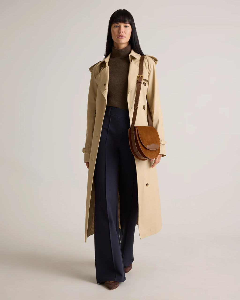 Italian Suede Saddle Bag - One Size / Pebble