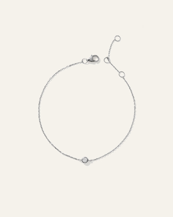 14K Gold Diamond Solitaire Bezel Bracelet - One Size / Yellow Gold