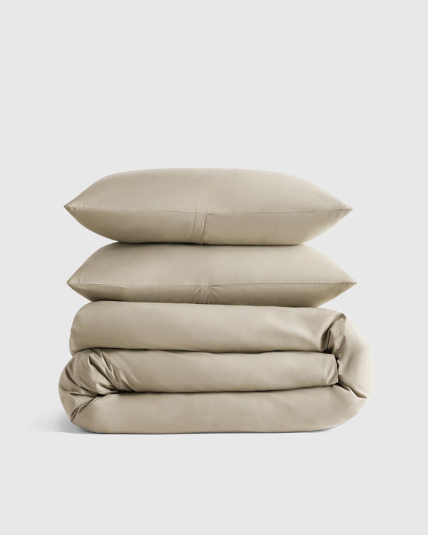 Organic Crisp Percale Duvet Cover Set - Twin / Espresso