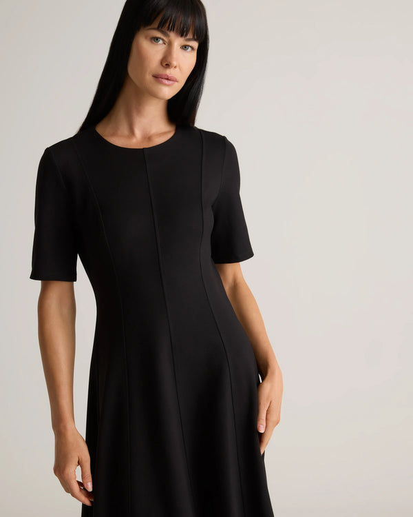 Ultra-Stretch Ponte Short Sleeve Midi Dress - XS / Ruby Red