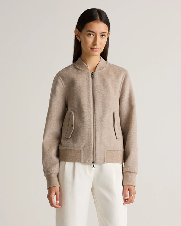 Double-Faced Merino Wool Bomber Jacket - XS / Black