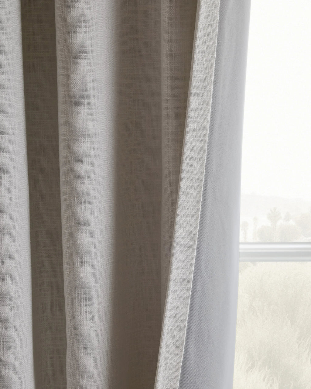 Textured Cotton True Blackout Curtain - 48x84 / White