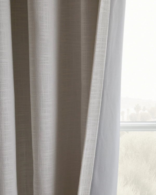 Textured Cotton True Blackout Curtain - 48x84 / White