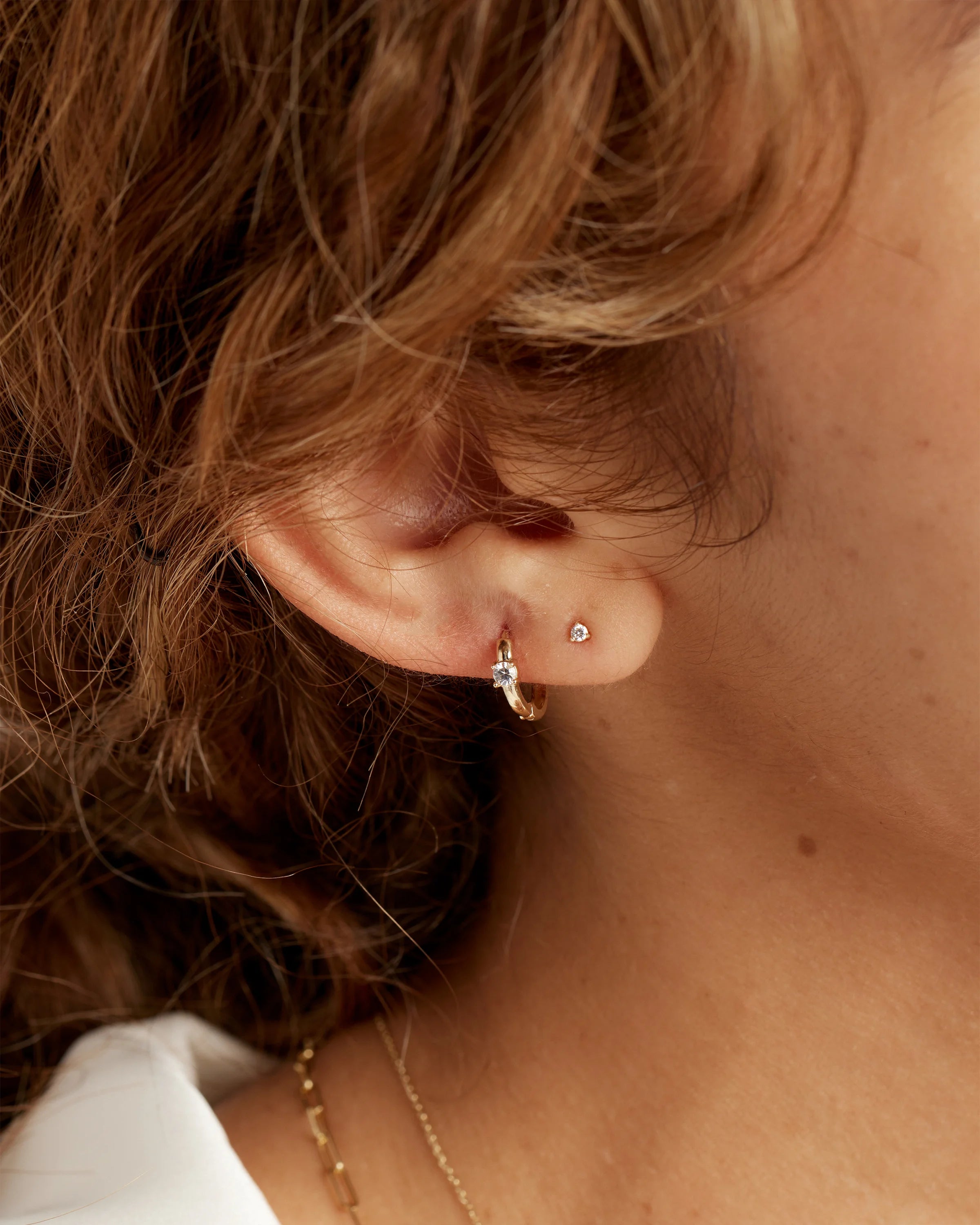 14K Gold Diamond Tiny Studs - One Size / Yellow Gold Secondary image