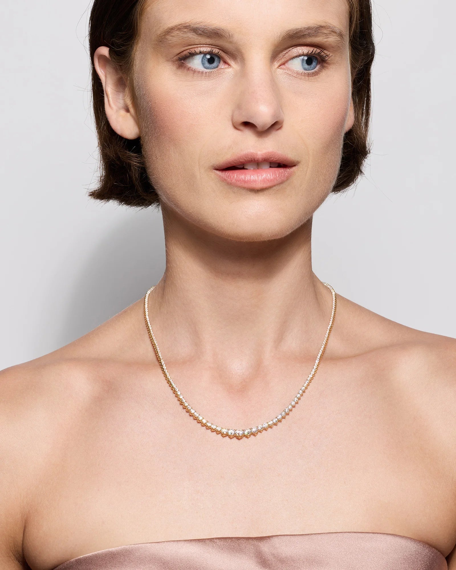 14K Gold Lab Grown Diamond Graduated Tennis Necklace - 10ctw - One Size / Yellow Gold Secondary image