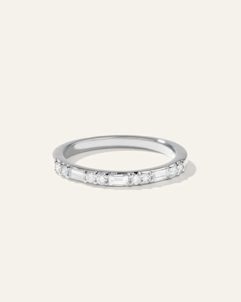 14K Gold Lab Grown Diamond Alternating Baguette & Round Band - 4 / Yellow Gold