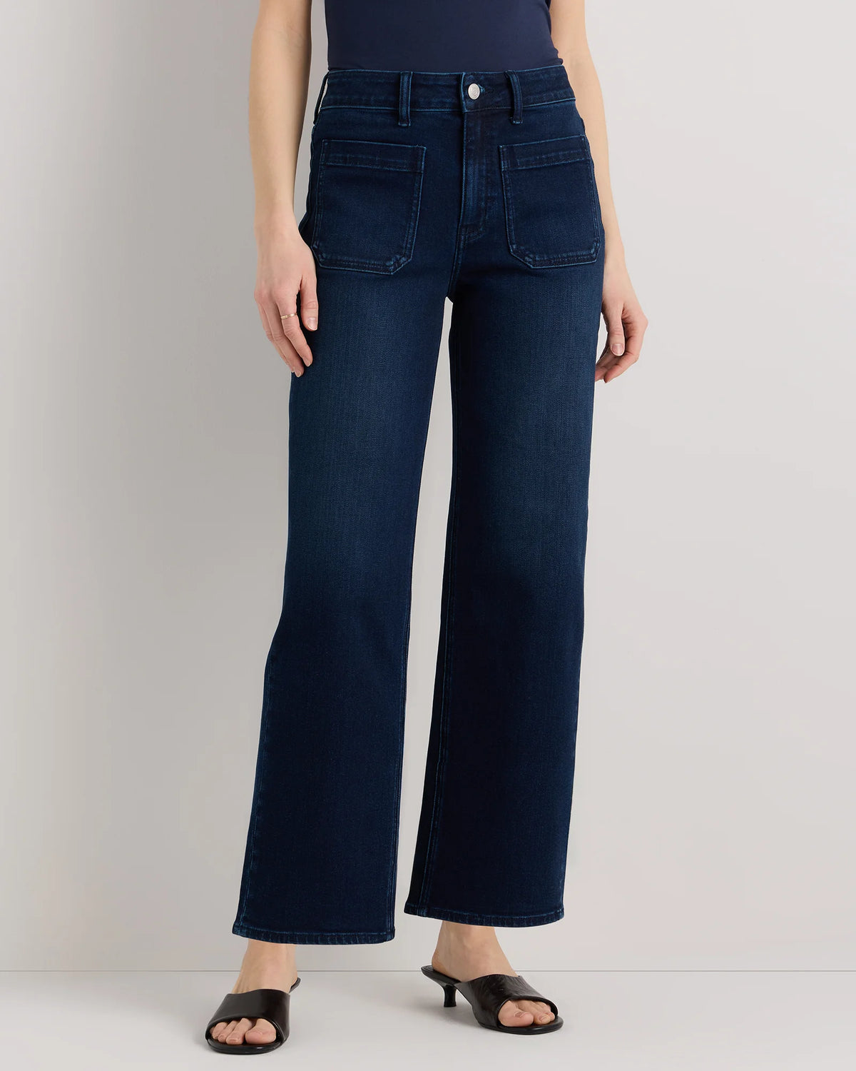 Bella Stretch Patch Pocket Wide Leg Jeans - 24 / Deep Sea Blue Main image
