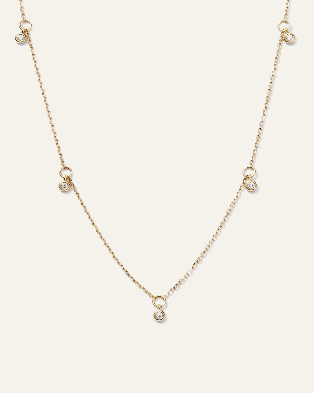 14K Gold Diamond Dangle Bezel Station Necklace - One Size / Yellow Gold