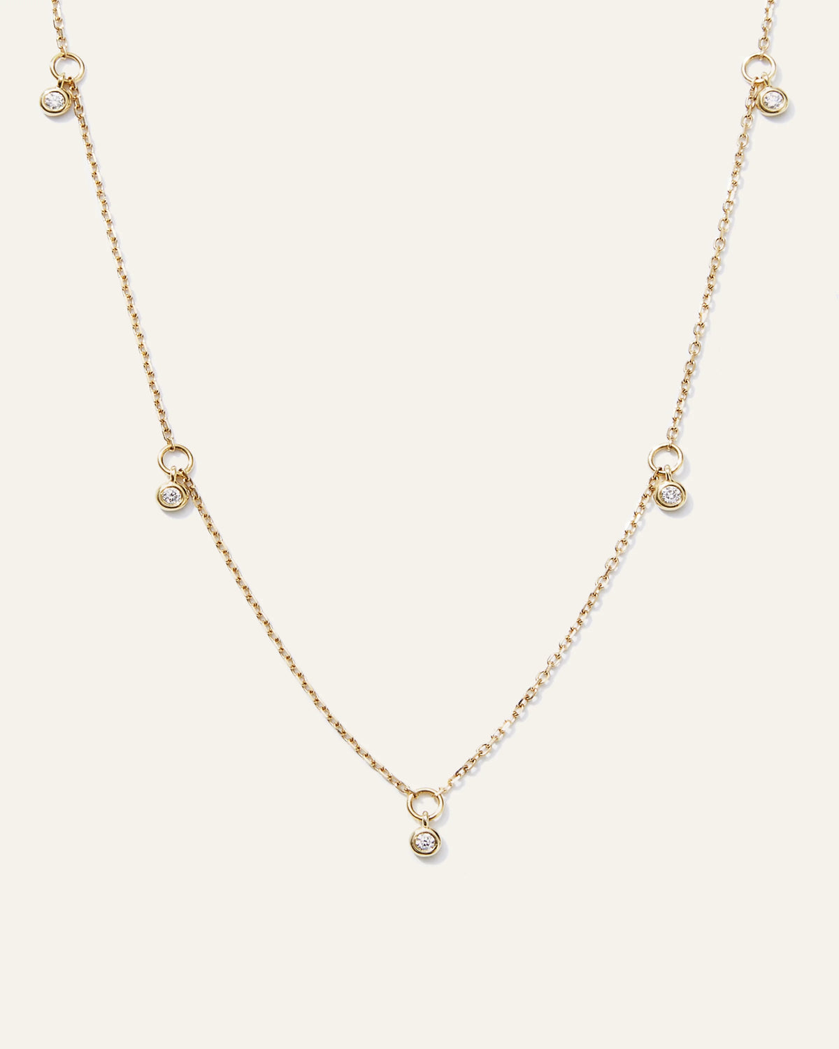 14K Gold Diamond Dangle Bezel Station Necklace - One Size / Yellow Gold Main image