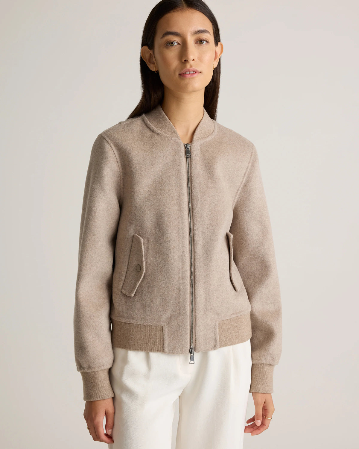 Double-Faced Merino Wool Bomber Jacket - XS / Black