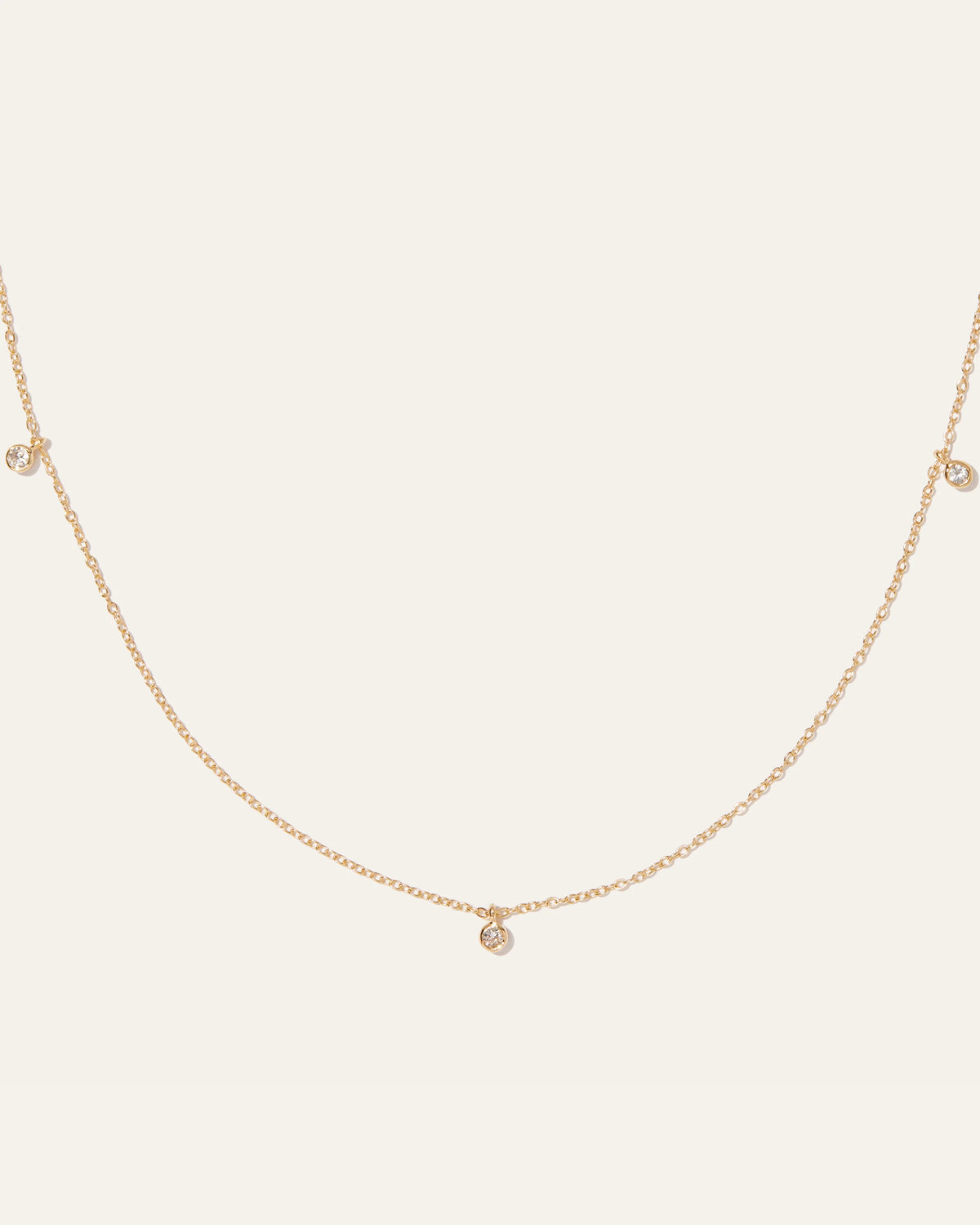 White Sapphire Triple Bezel Drop Choker - One Size / Gold Vermeil Main image