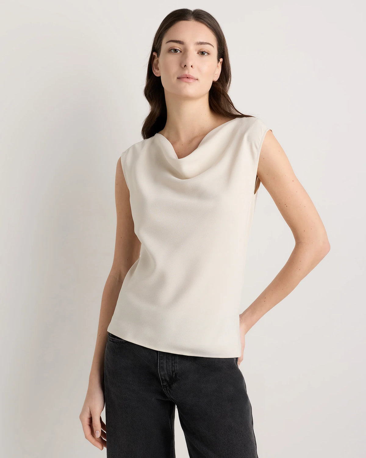Draped Matte Cowl Neck Tank - XS / Porcelain Ivory Main image