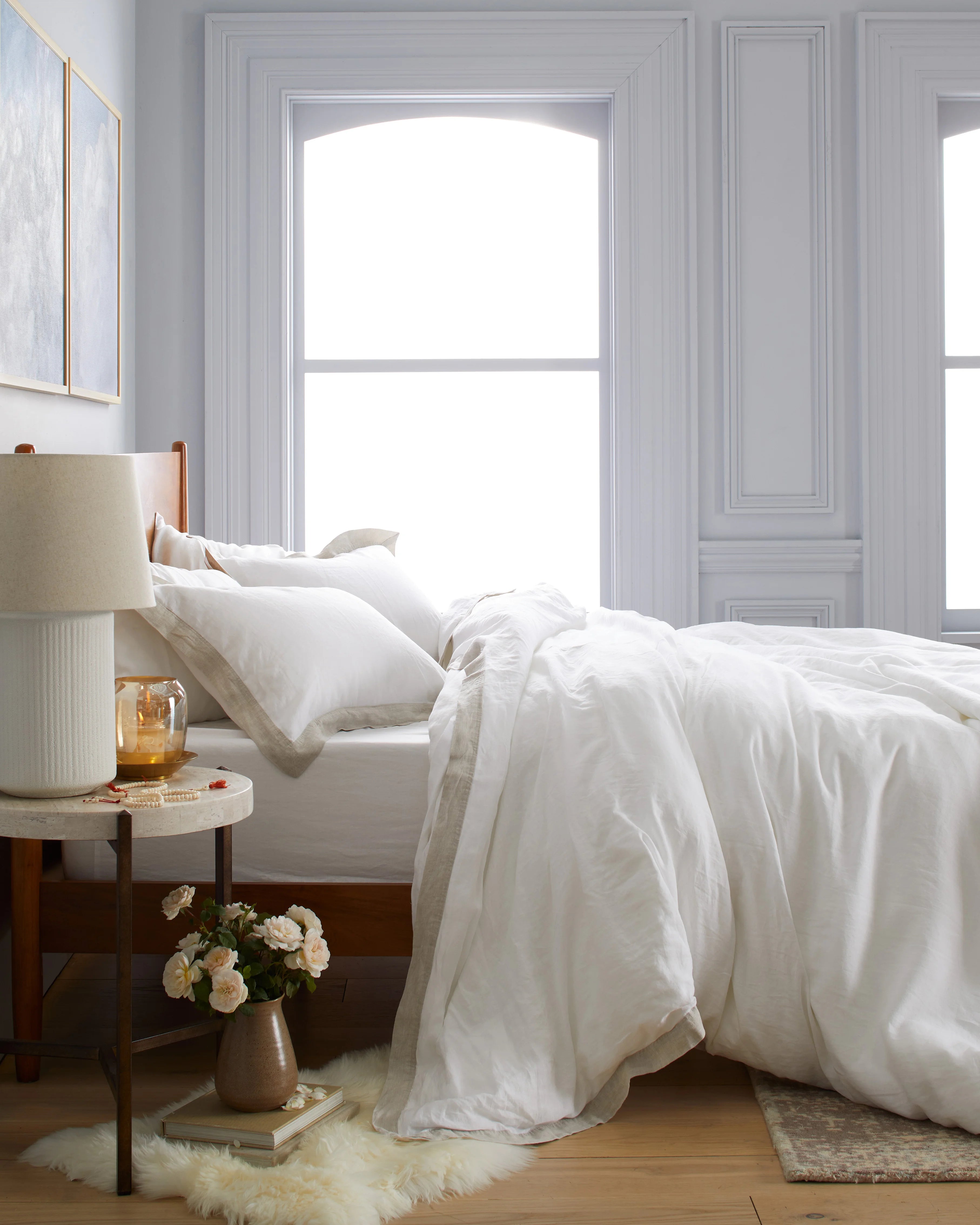 European Linen Bordered Sham Set - Standard / Bordered Flax Secondary image