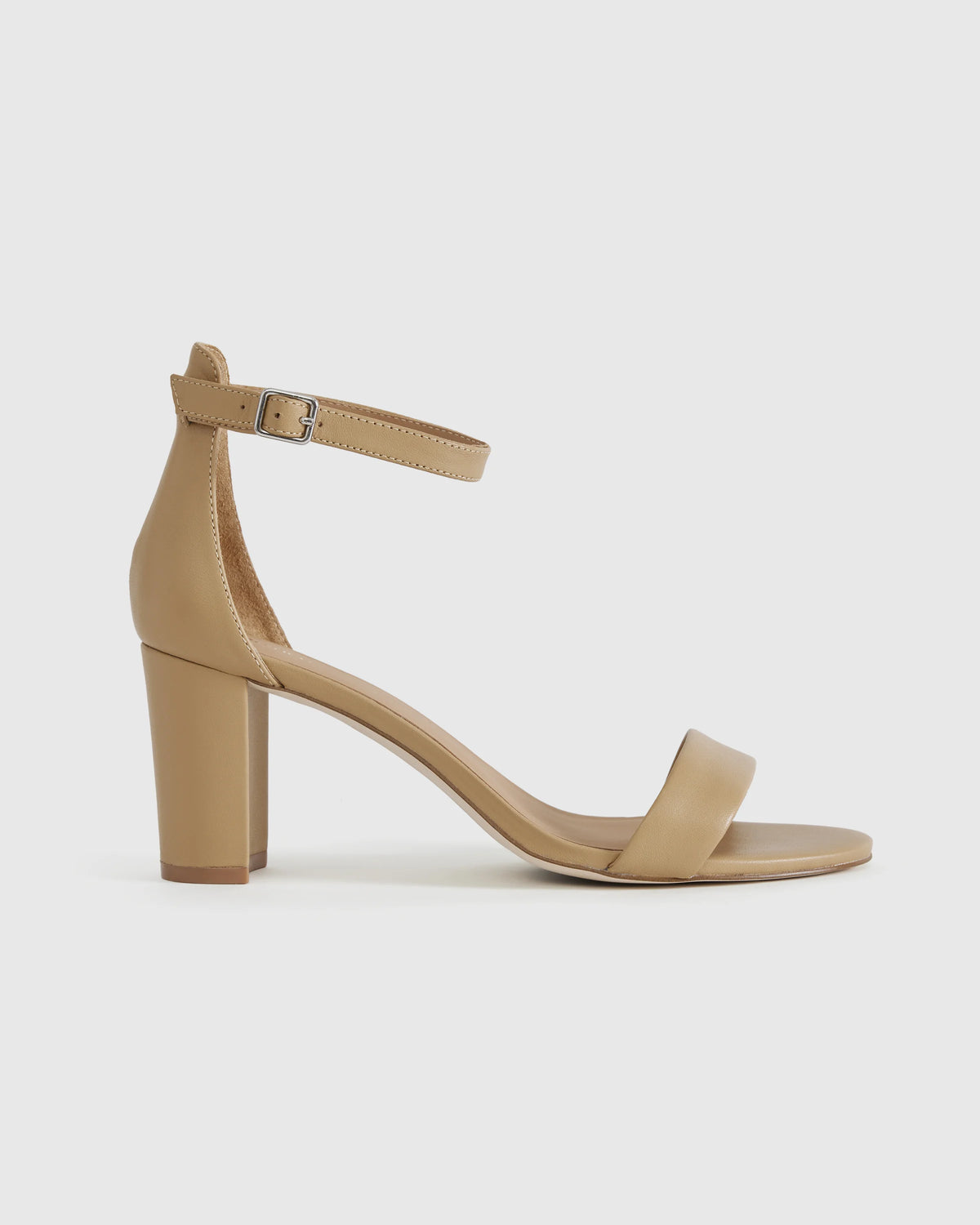 Italian Leather 65mm Block Heel - 5 / Cashew Main image