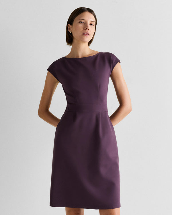 Ultra-Stretch Ponte Cap Sleeve Dress - XS / Ruby Red