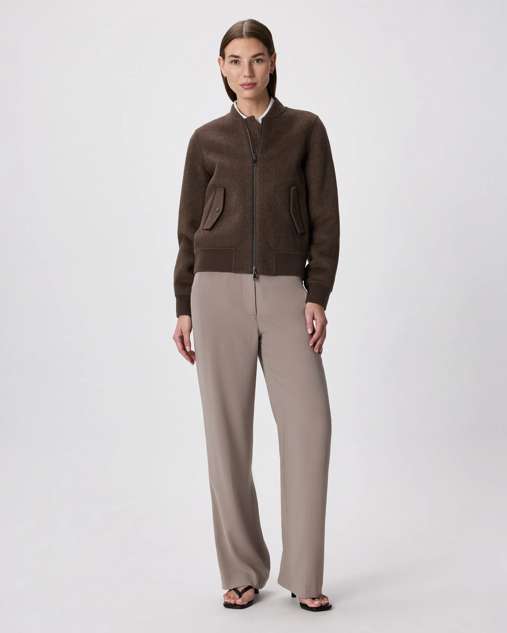 Double-Faced Merino Wool Bomber Jacket - XS / Black