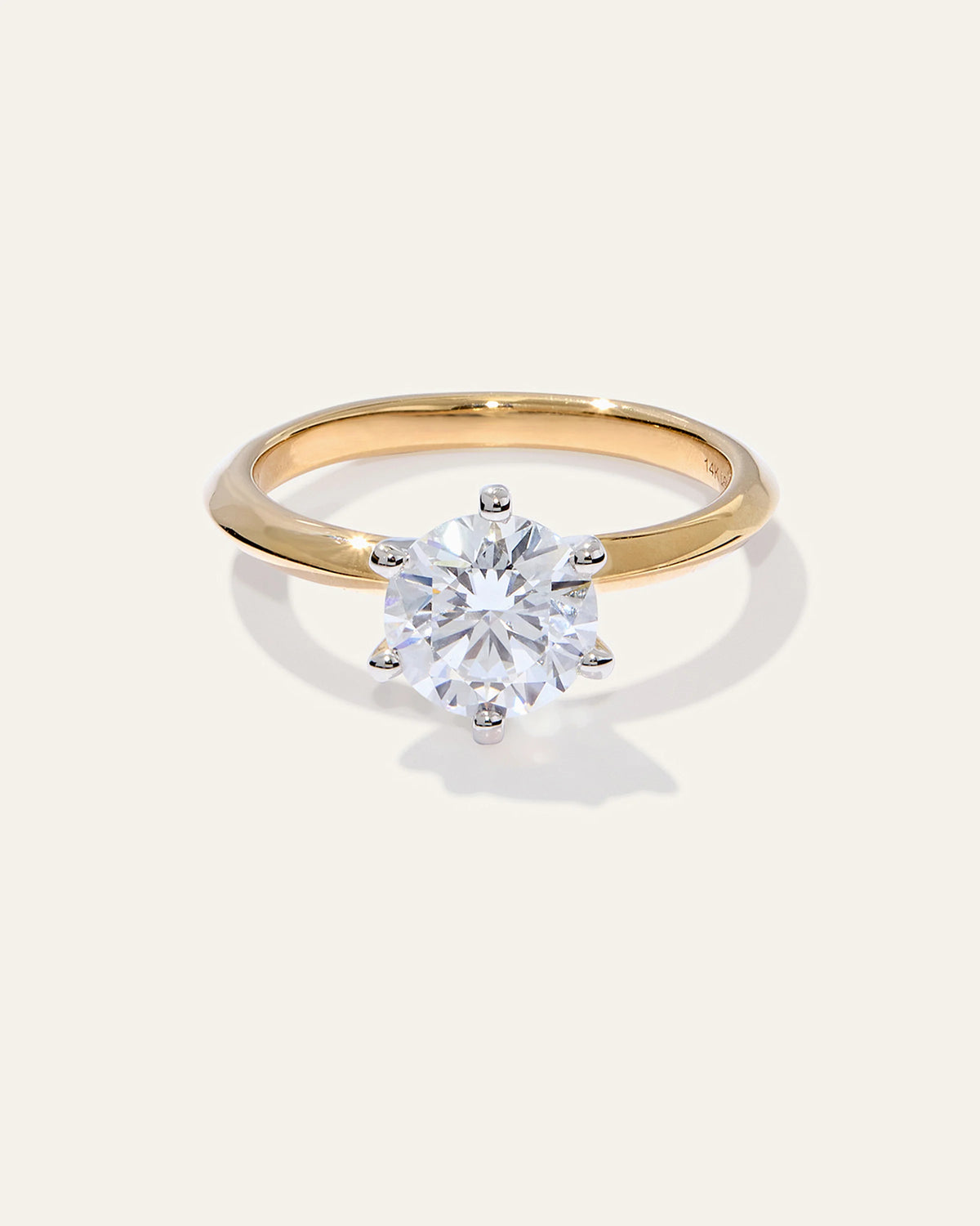 Lab Grown Diamond Round Six Prong Knife Edge Engagement Ring - 1.5ct - 4 / Yellow Gold Main image