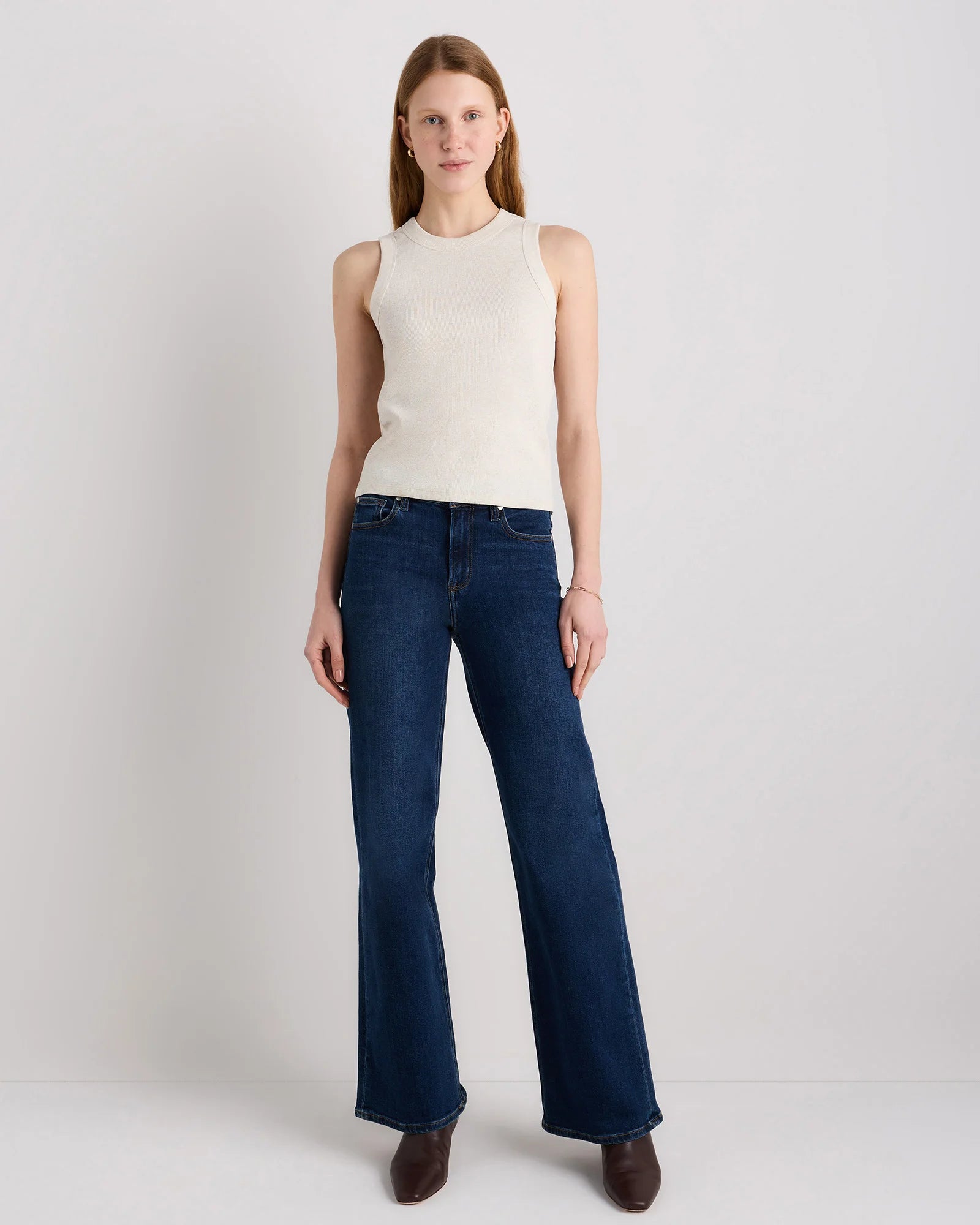 Organic Cotton Micro-Rib Cropped Cutaway Tank - XS / Heather Oatmeal Secondary image