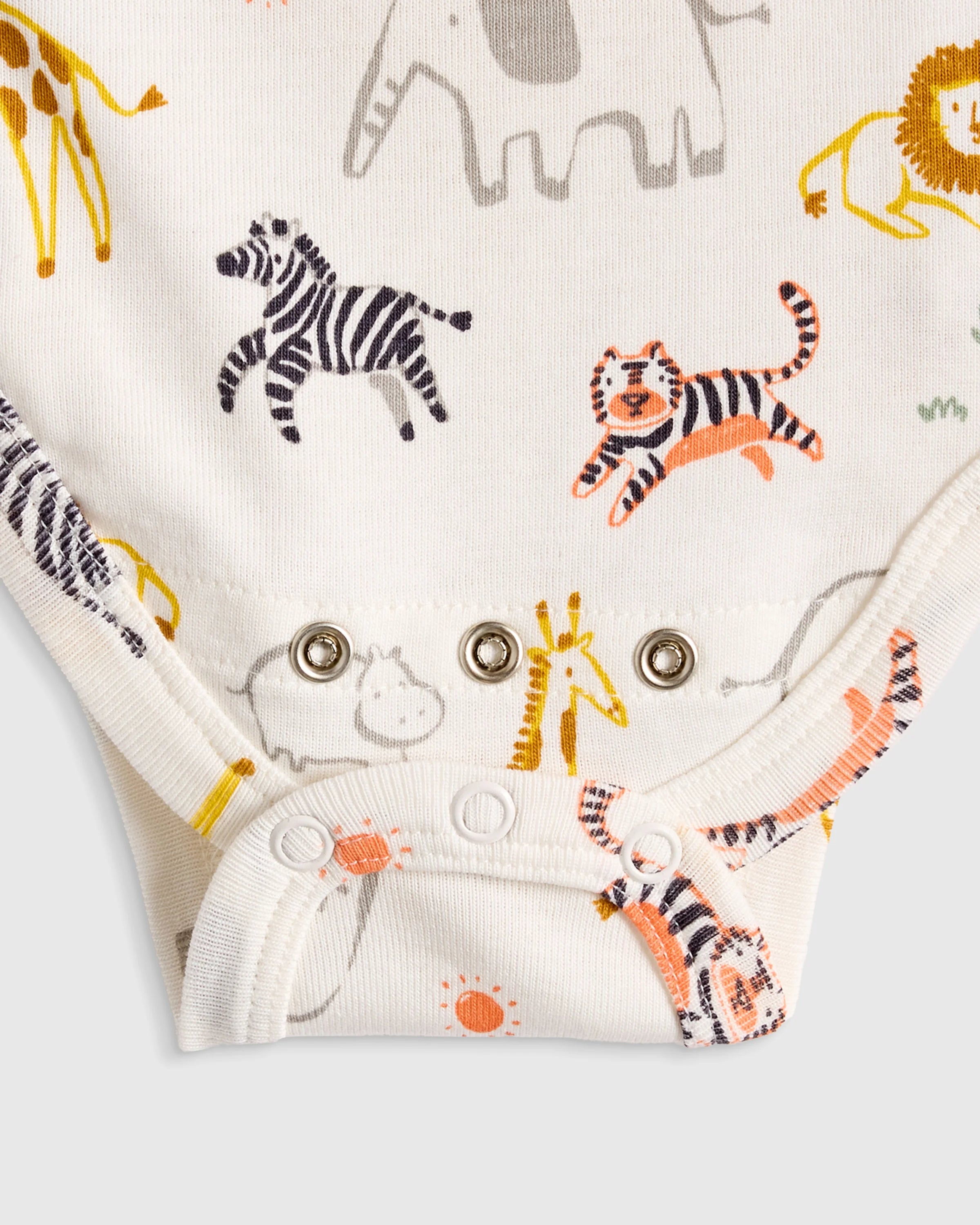 100% Organic Cotton Long Sleeve Kimono Bodysuit - 0-3M / Safari Secondary image